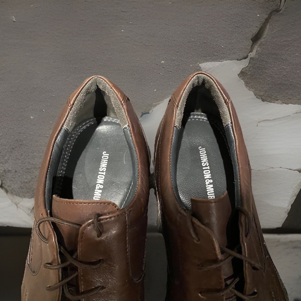 2 pair - Mens 10.5 JOHNSTON & MURPHY Black & Brown Oxford Derby Lace Up Shoes - Picture 14 of 16